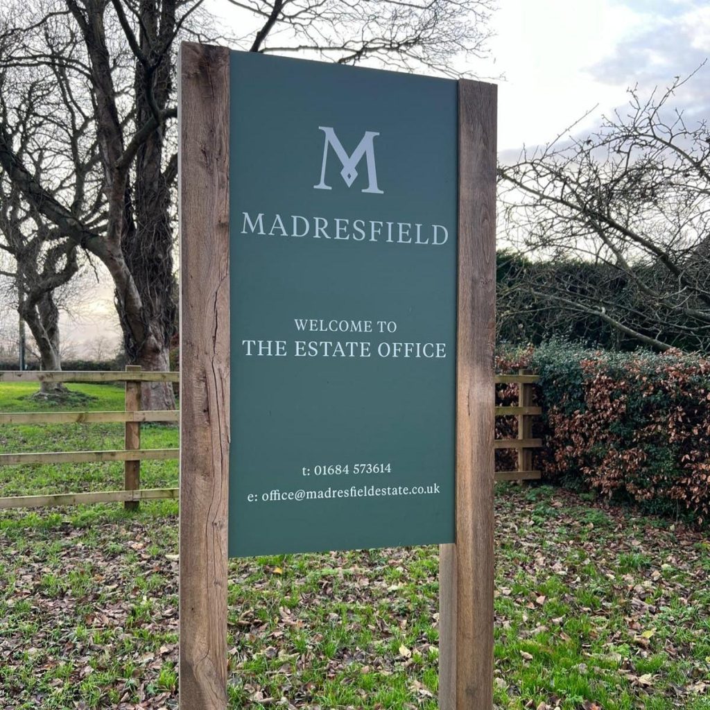 Madresfield Wooden signage