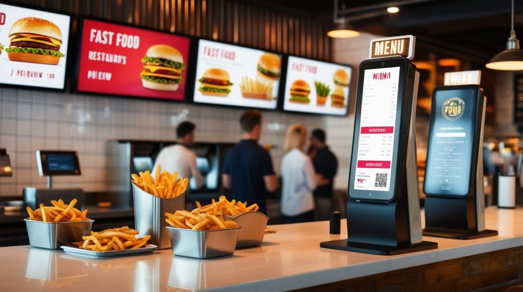 modern fast food restaurant with sleek decor appetizing displays
