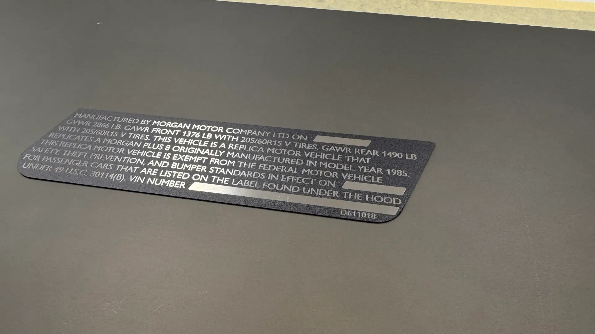 Morgan aluminium vin plates