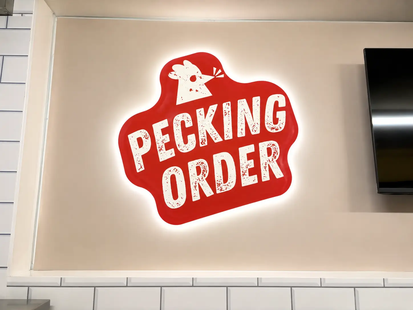 Pecking Order_Education_illuminated sign